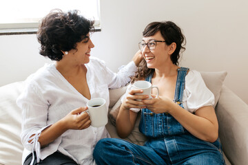 Wall Mural - Women couple spending time together