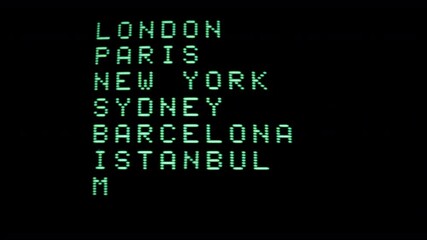 Major cities written in green computer code