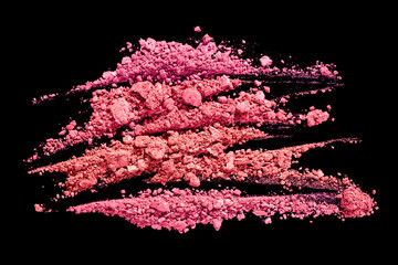 Mat blusher pink and red isolated on black background 