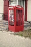 Fototapeta Londyn - Old Rarity vintage Red English London phone booth