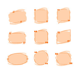 Wall Mural - vector quote box blank templates, set, orange color, isolated on white background colorful design el