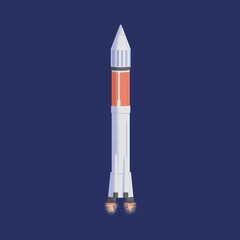 Wall Mural - isolated rocket flying in space. futuristic intergalactic rocketship in cosmos. flight of cosmic shu