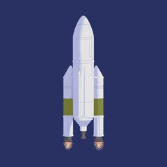 Wall Mural - intergalactic rocket launch. rocketship flying in outer space. cosmos flight of galactic shuttle or 
