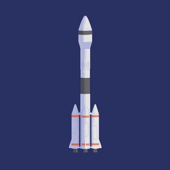 Wall Mural - isolated rocket flying in stratosphere. futuristic rocketship or spaceship during universe traveling