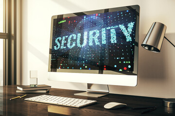 Leinwandbilder - Cyber security creative concept on modern laptop monitor. 3D Rendering