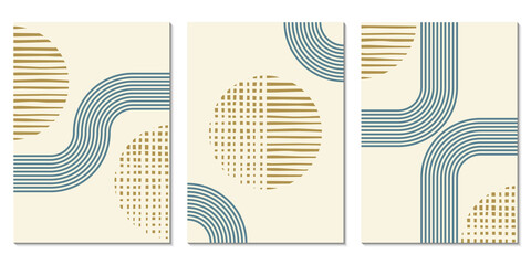 Wall Mural - abstract art background set with geometric shapes. minimal design with circles and lines. contempora