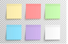 Realistic Sticky Notes Collection, Colored Sheets Of Note Paper Templates On A Transparent Background