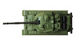 Toy tank on a white background, top view