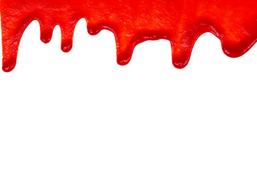 Aufkleber - Red ketchup dripping on white background