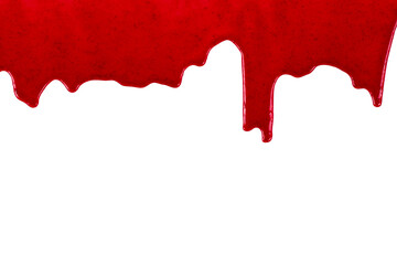 Aufkleber - Cherry sweet syrup dripping on white background
