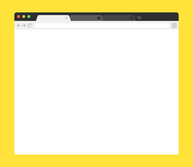 Poster - Browser mockup on yellow background. Web browser in flat style. Vector illustration.