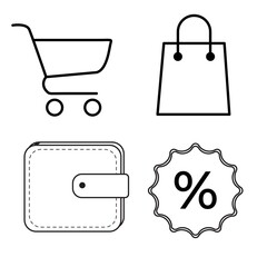 Poster - Set of shopping icons in flat style on isolated white background. Vector illustration.