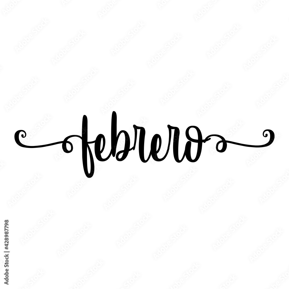 Febrero Text Banner con texto manuscrito febrero escrito a mano en español con ...