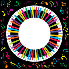 musical poster with abstract colorful piano and musical notes