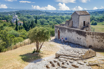Wall Mural - View of the chapel and ruins of cemetery in Montmajour Abbey near Arles, France, former medieval fortified monastery, now historical monument.
