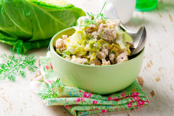 Canvas Print - creamed cabbage and ground meat casserole