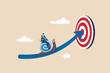 © Nuthawut - Slow business progress, laziness or procrastination, unproductive or efficiency concept, tried businessman riding snail slow walking on arrow to reach target.