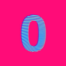 Number 0 Zero With Curved Lines Texture In Blue With A Sporty Style