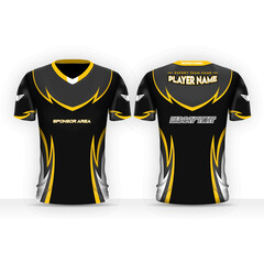 Wall Mural - Minimal Black and Yellow t-shirt design template for gamers, e-sports