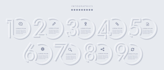 Wall Mural - vector elegant simple refined style infographic design ui template 9 number labels and icons