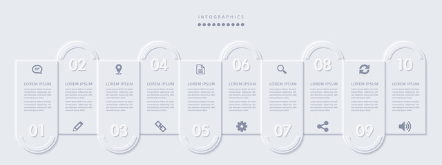 Wall Mural - vector elegant simple refined style infographic design ui template 9 number labels and icons