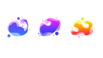 Poster - Abstract Set Liquid Color Collection Geometric Shapes Fluid Gradient Dynamic Elements Banner Logo Vector Desgin Style Trendy
