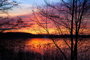 Canvas Print - View on a  beautiful lake in denmark scandinavia