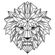 Abstract Low Polygon Lion Head Black And White Vector Illustration