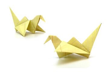 Wall Mural - Origami bird isolated with paper school sheet
