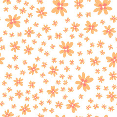 Wall Mural - Vector floral pattern in doodle style with flowers and leaves. Gentle, spring floral background.