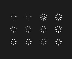 Poster - White Geometric Design Elements. Radiant Spark. Vintage sunburst. Rays isolated. Vector illustration