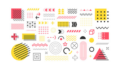 Poster - Set Of Geometric Shapes. Abstract design symbols and elements isolated on white background. Vector illustration