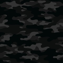 Camouflage black seamless pattern.Military camo.Print Vector