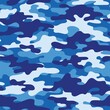 blue Abstract seamless military camo texture for print. Forest background. Vector