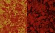 Textura de gotas rojas sobre fondo amarillo y rojo oscuro