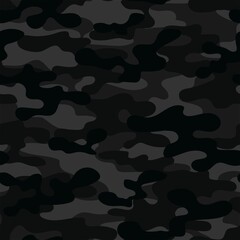 Military black camouflage seamless pattern. Four colors. Forest style. Vector design.