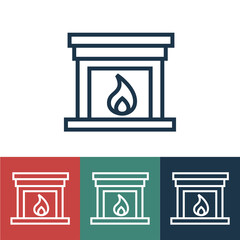 Wall Mural - Linear vector icon with fireplace