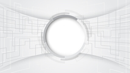 Wall Mural - grey white abstract technology background with various technology elements hi-tech communication con
