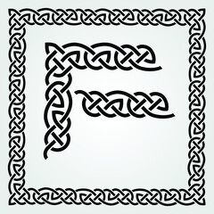 Wall Mural - Celtic Style frame, pattern and corner isolated on white background. Vector illustration	