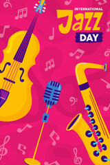 International Jazz Day cartoon music instrument