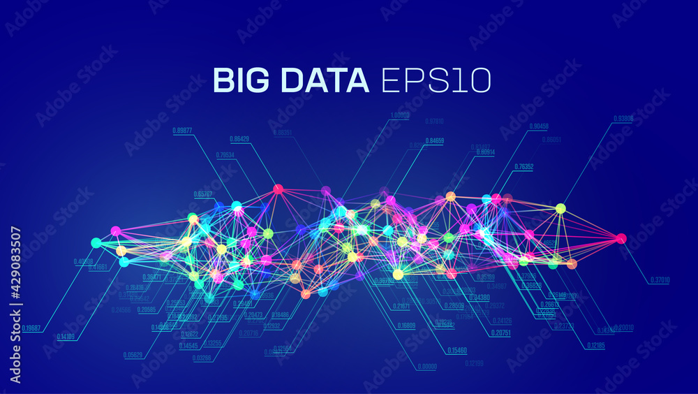 Big data analytic chart. Big data connect digits by lines. Analytics ...