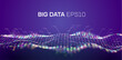 Big data wave background. Particle big data analytic technology background. 3d chart digital technology