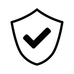 Poster - simple black and white shield defence icon with checkmark sign. vector image.