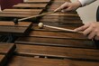 hands of a person playing the xylophone