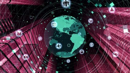 Wall Mural - global communication technology smart city ai world cg background