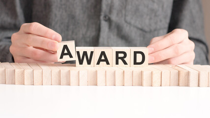 the word of award on building blocks concept