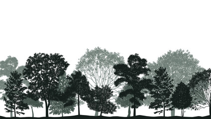 Poster - Trees Monochrome Silhouettes Composition