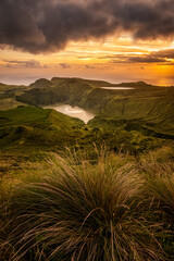 sunset over two lagoons