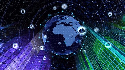 Wall Mural - global communication technology smart city ai world cg background
