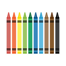 Colorful Crayons Isolated On White Background. Vector Illustration